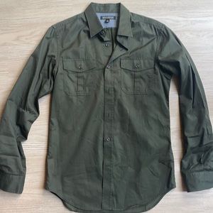 Banana Republic deep olive green button up shirt